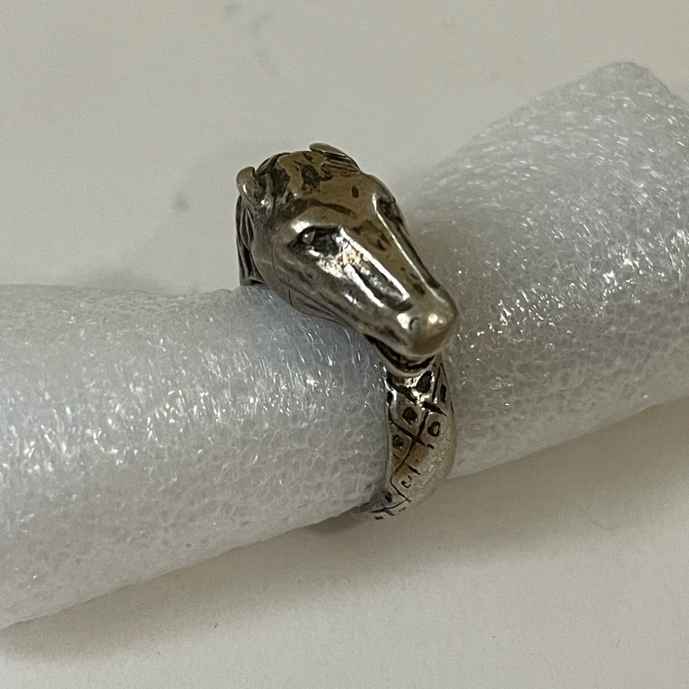 Vintage horse head sterling silver ring, size 6